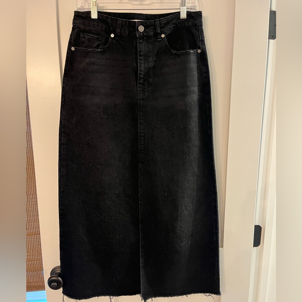 Habitual Black Denim Maxi Skirt